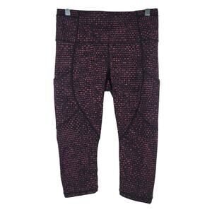 Lululemon Athleta Burgundy Black Pink Athletic Walking HIking Women's Capri 6